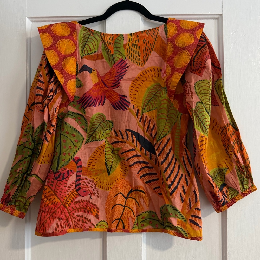 Farm Rio Summer Dream Square Neck Blouse XS - Picture 8 of 16